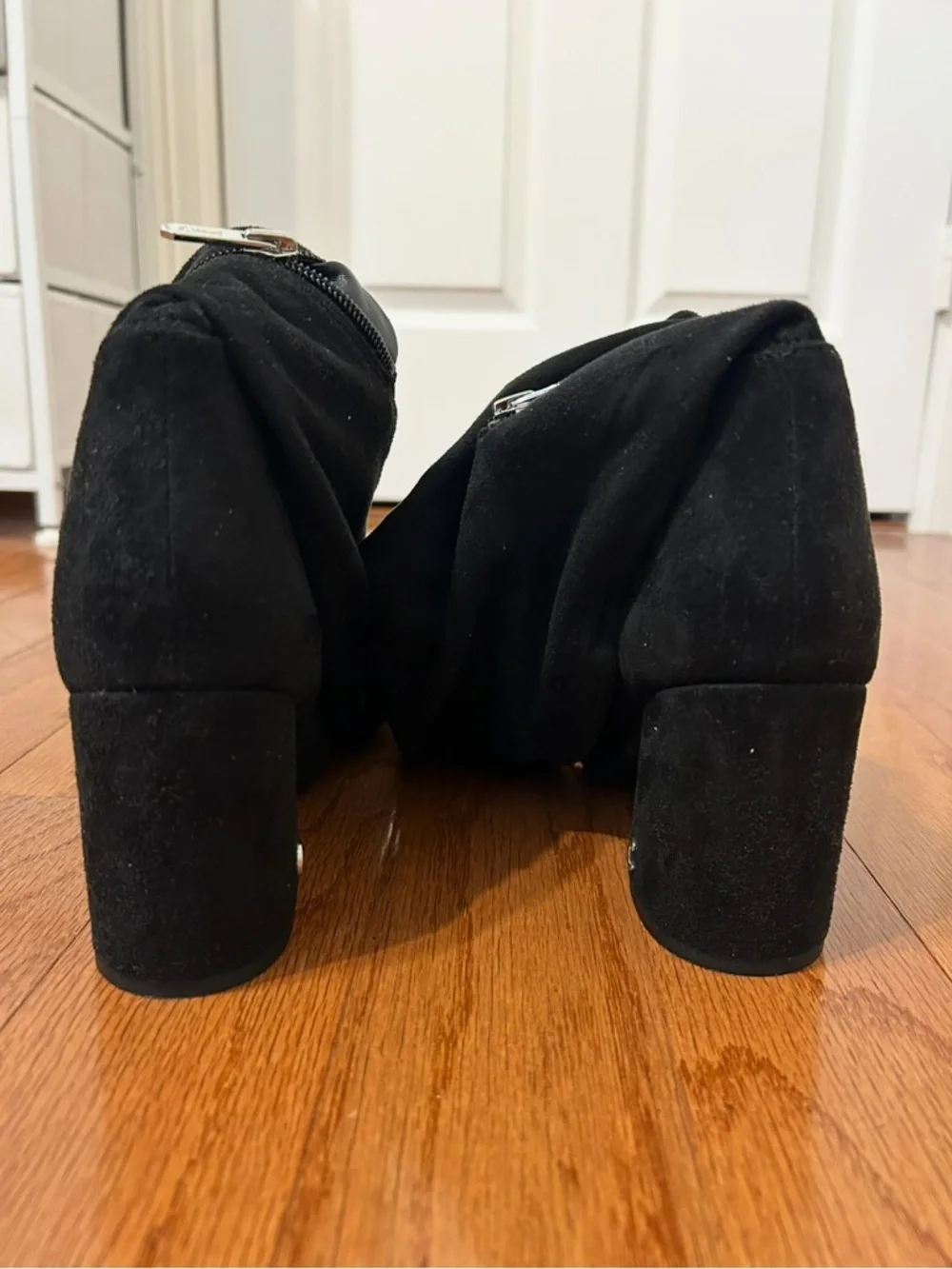 Circus By Sam Edelman Black Over The Knee Boots Chunky Heel Tie Back 8
